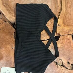 Year of Ours Black Ribbed Sports Bra